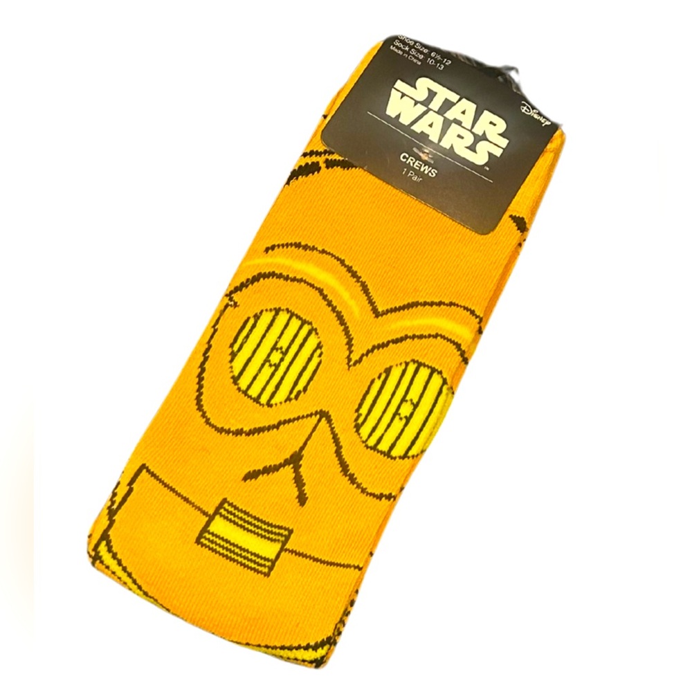Star Wars C-3PO Crew Socks | Adult | NWT | Orange/Yellow